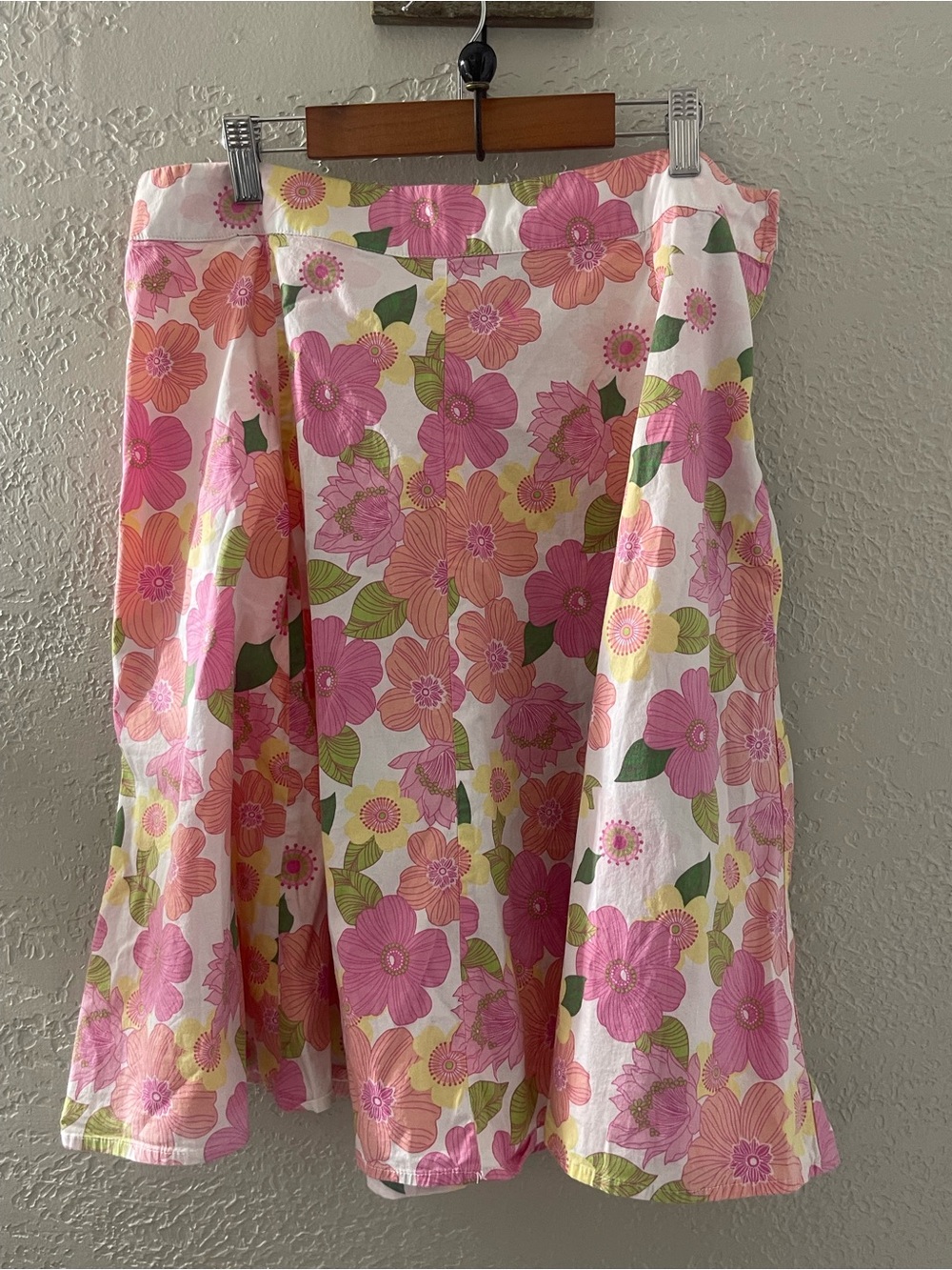 St. John's Bay Floral Circle Skirt in Pink & Peach Size 12 Side Zipper